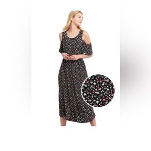 GAP Black Floral Midi Skirt